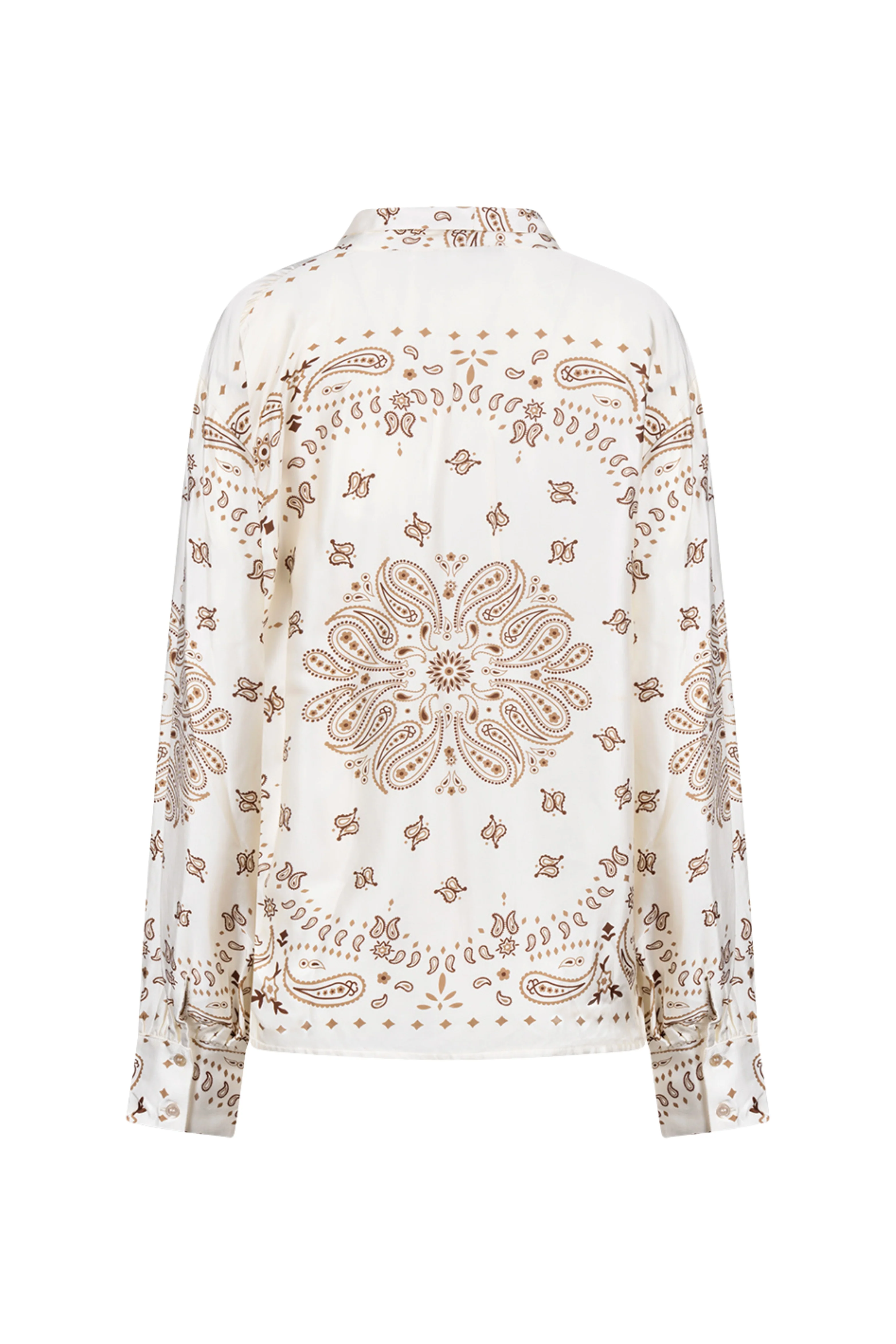 Blouse Angie Tie Paisley Offwhite Toffee NKF02201 - Image 4