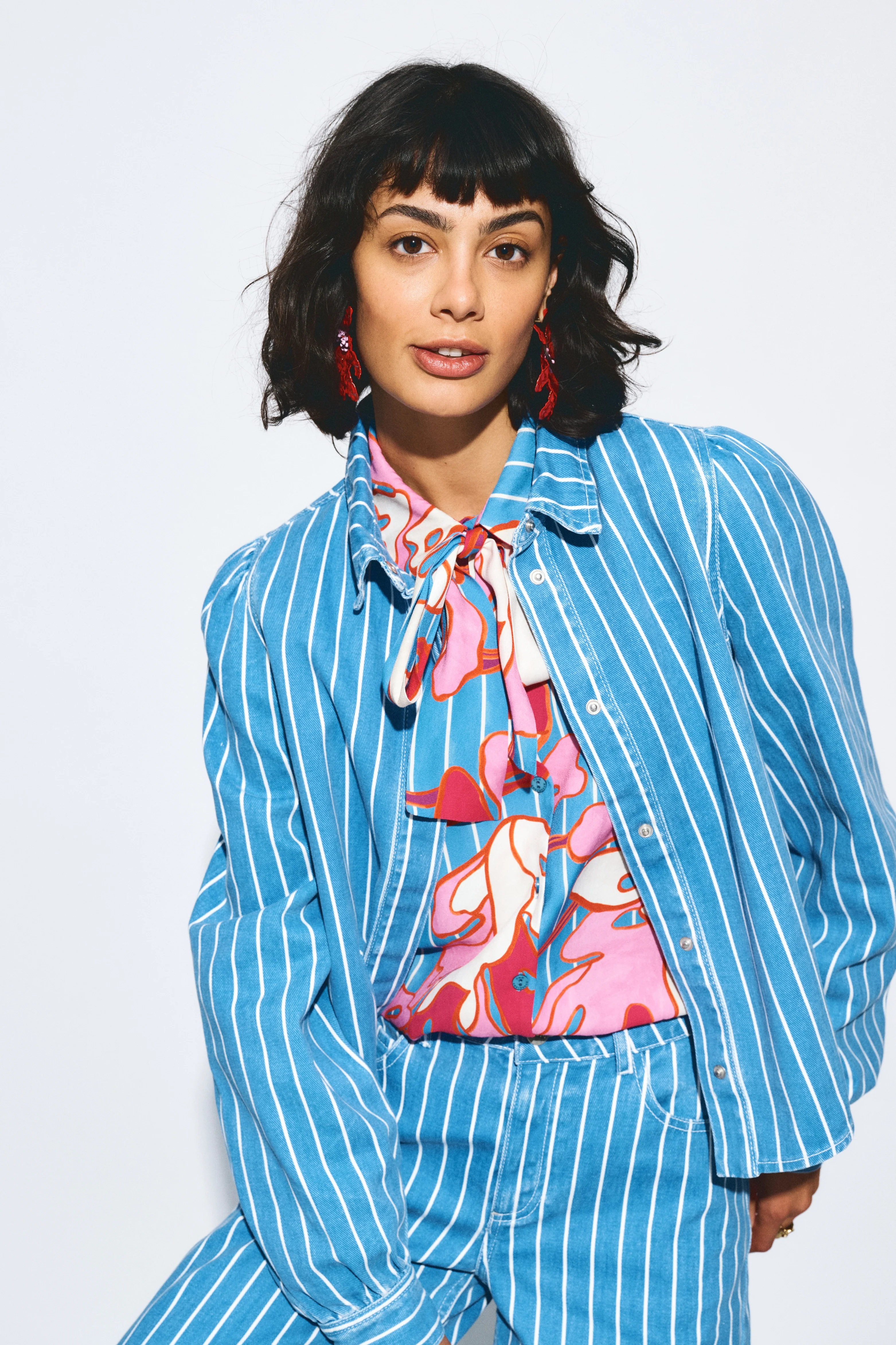 Blouse Urban Flora Stripe Multi Colour SP9500 - Image 7