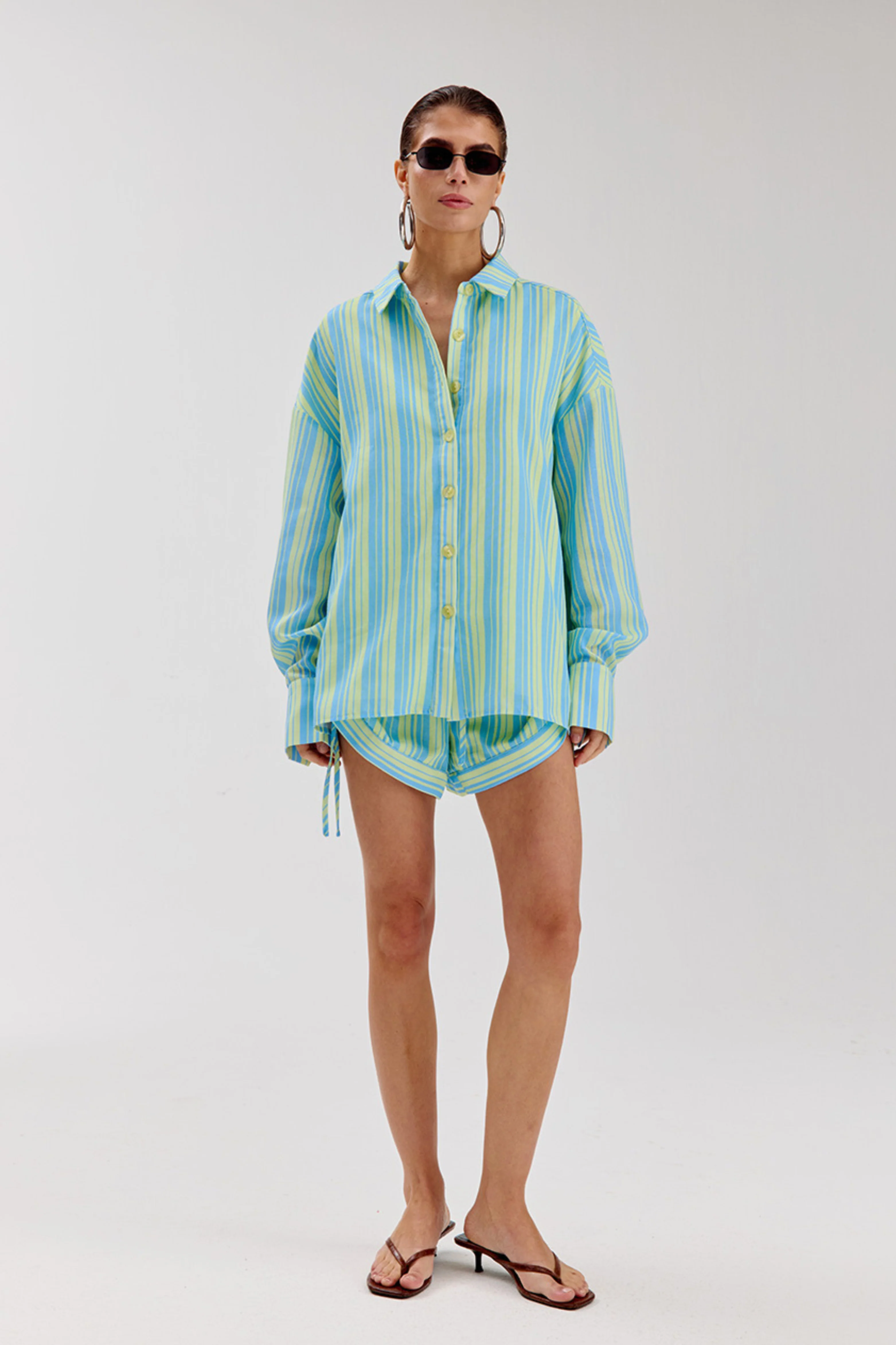 Blouse Yelena Blue Yellow Stripe HS6P608 - Image 7
