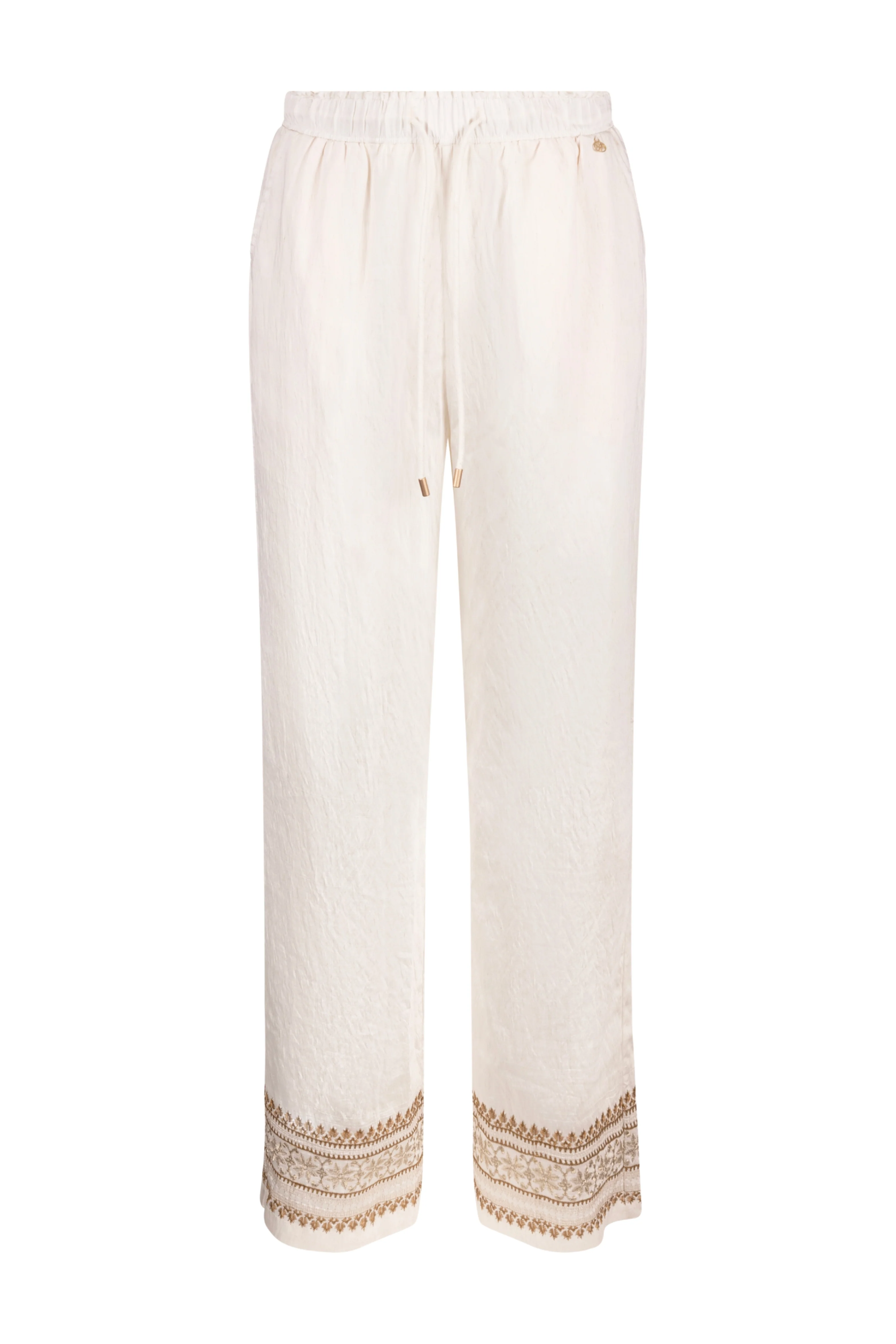Broek Valerie Embroidery Offwhite Camel NKS09049 - Image 2