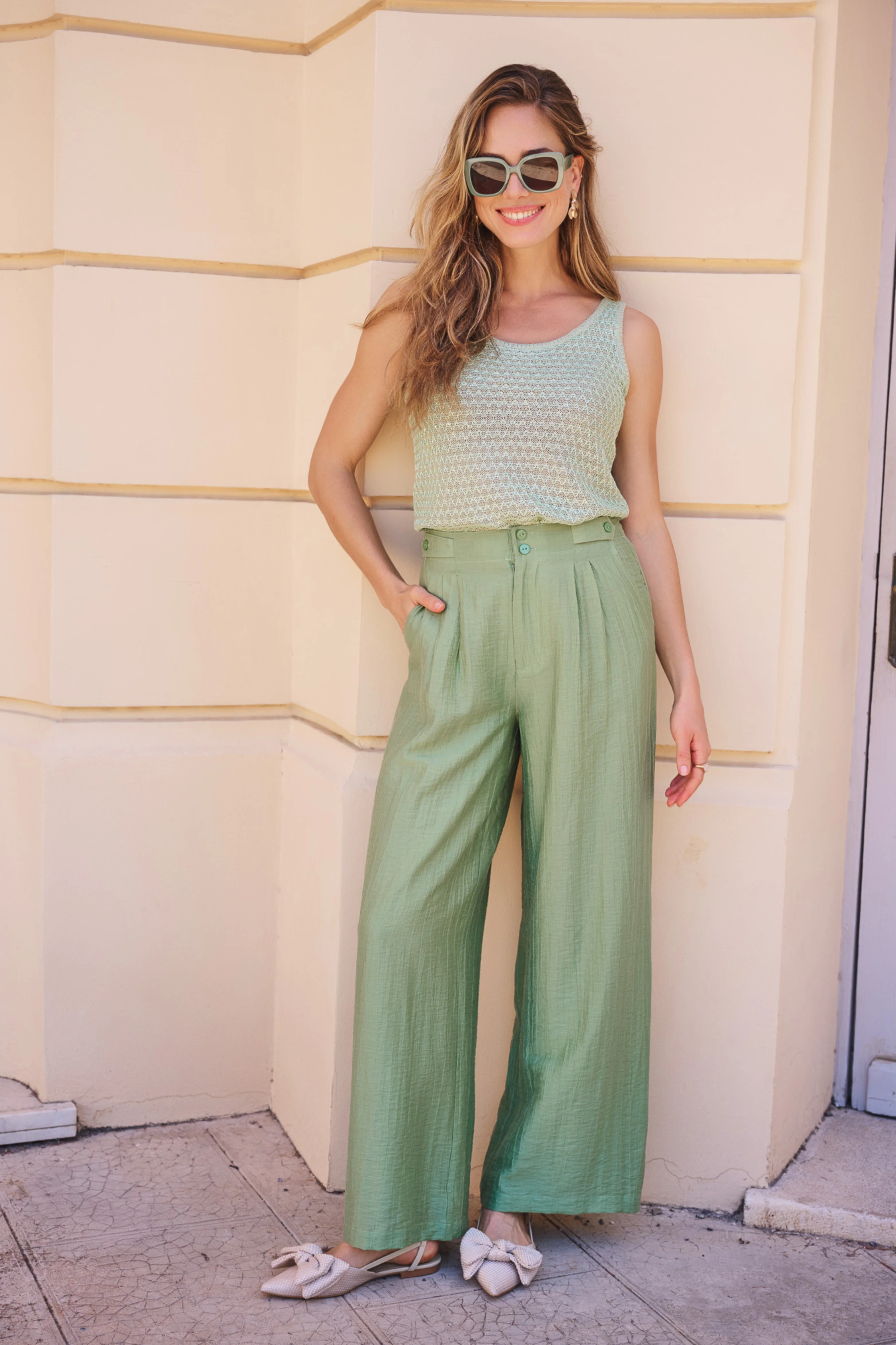 Broek Wide Light Crinkle Jungle Green HS26.14216 - Image 6