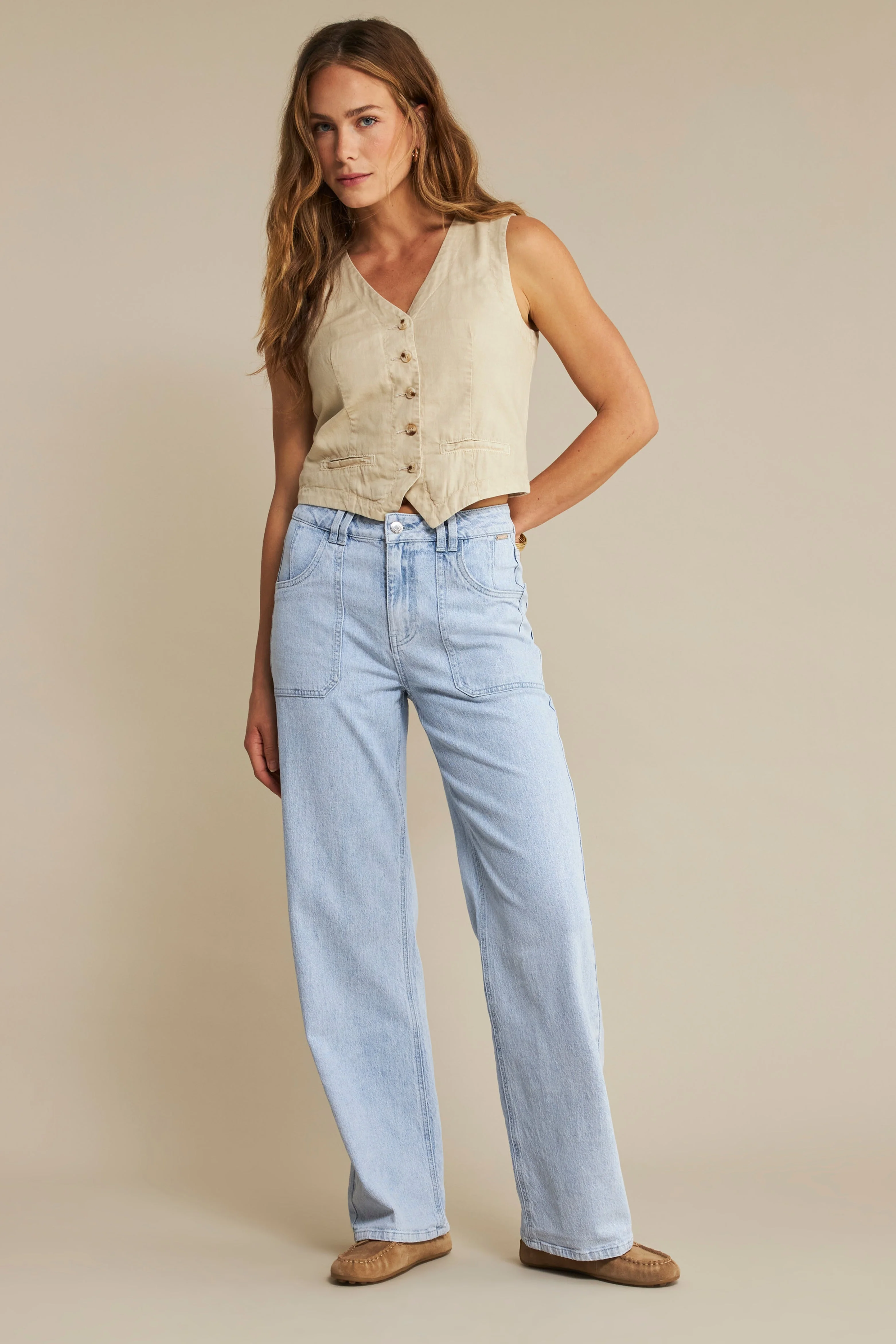 Gilet Cotton Linen Pearl SRB4506