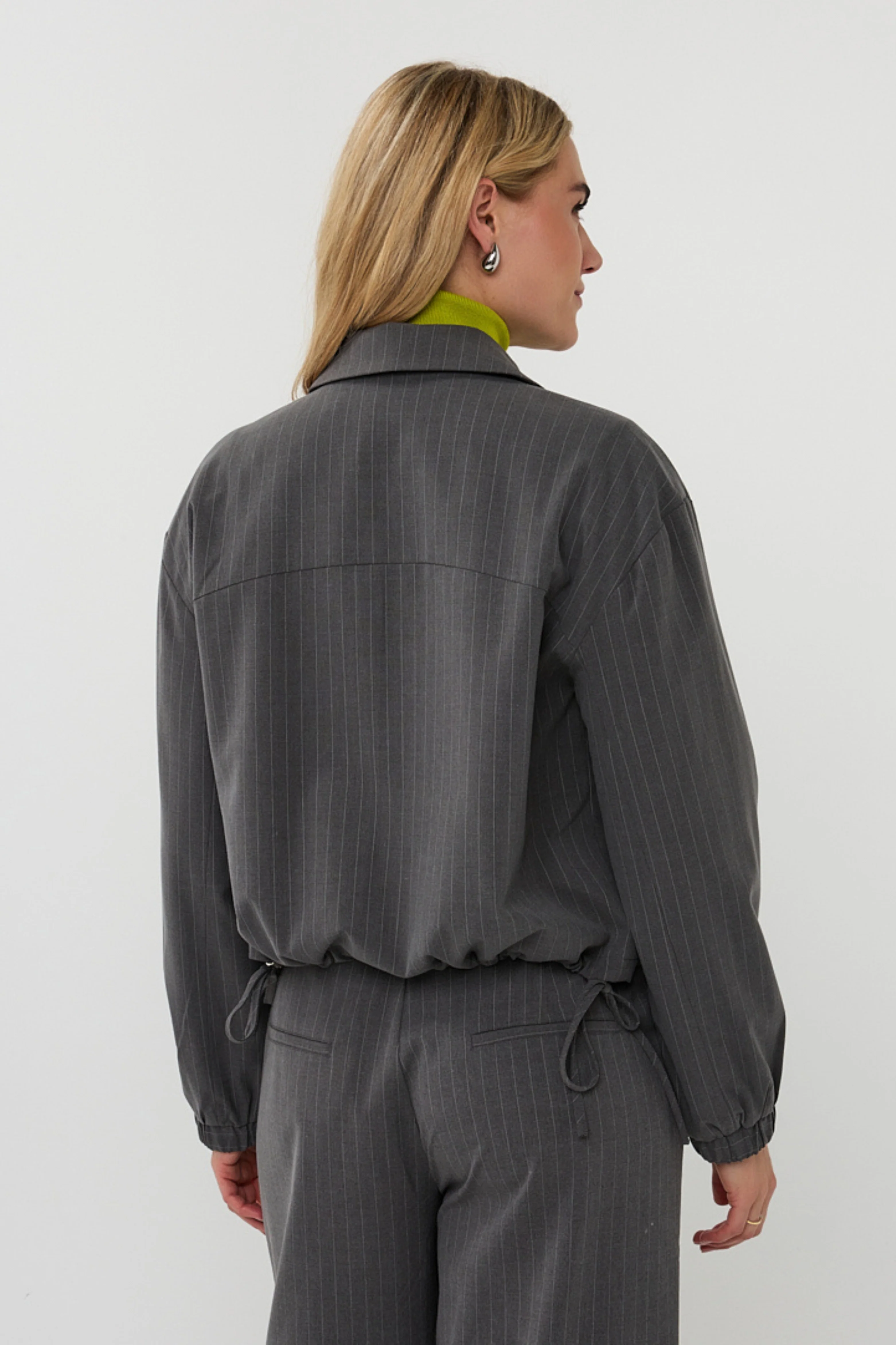 Jacket Bomber Pinstripe Grey Melange F25.10546 - Image 6