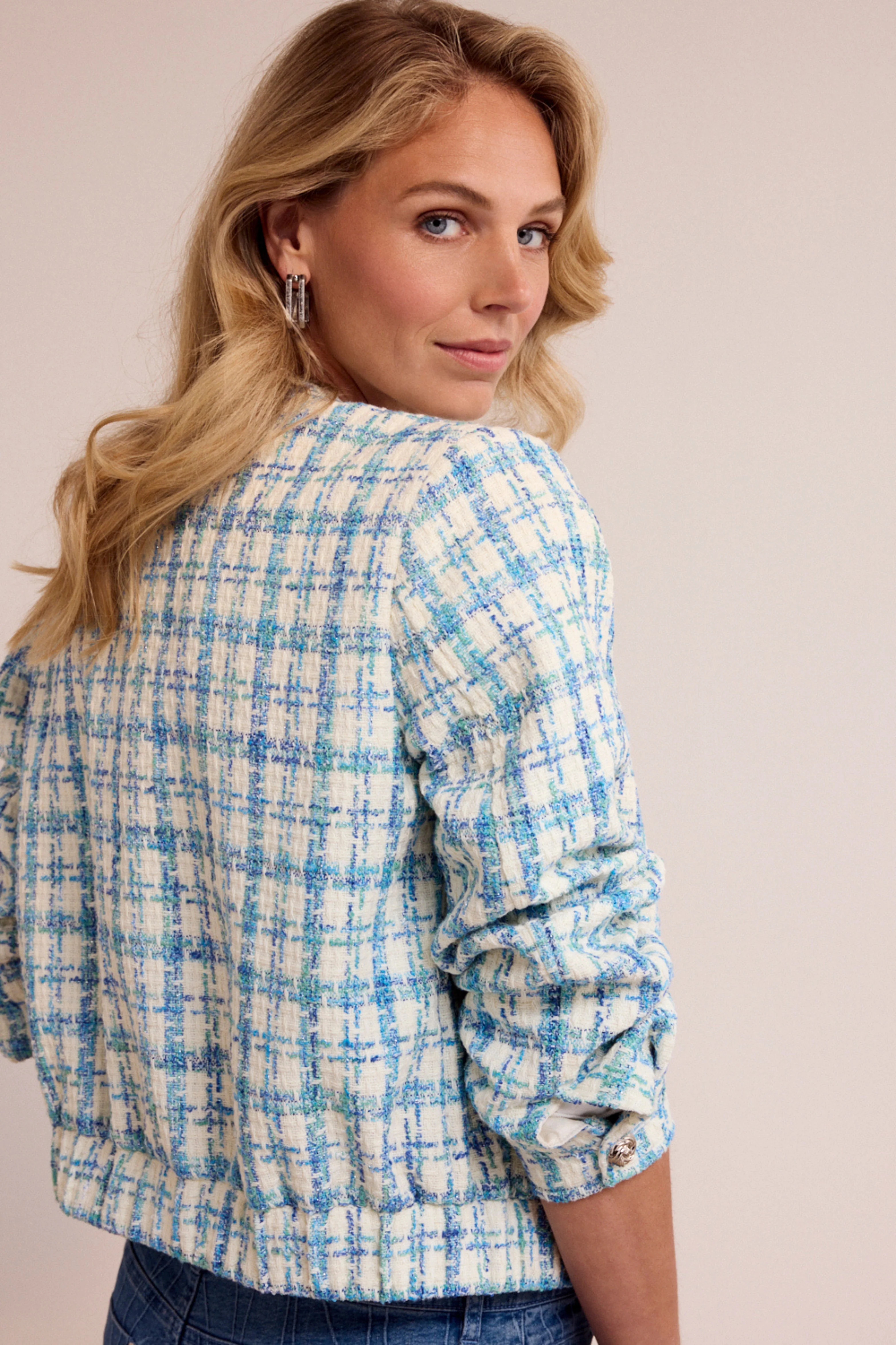 Jacket Round-Neck Tweed Blue Melange Q02-19-802 1 - Image 3