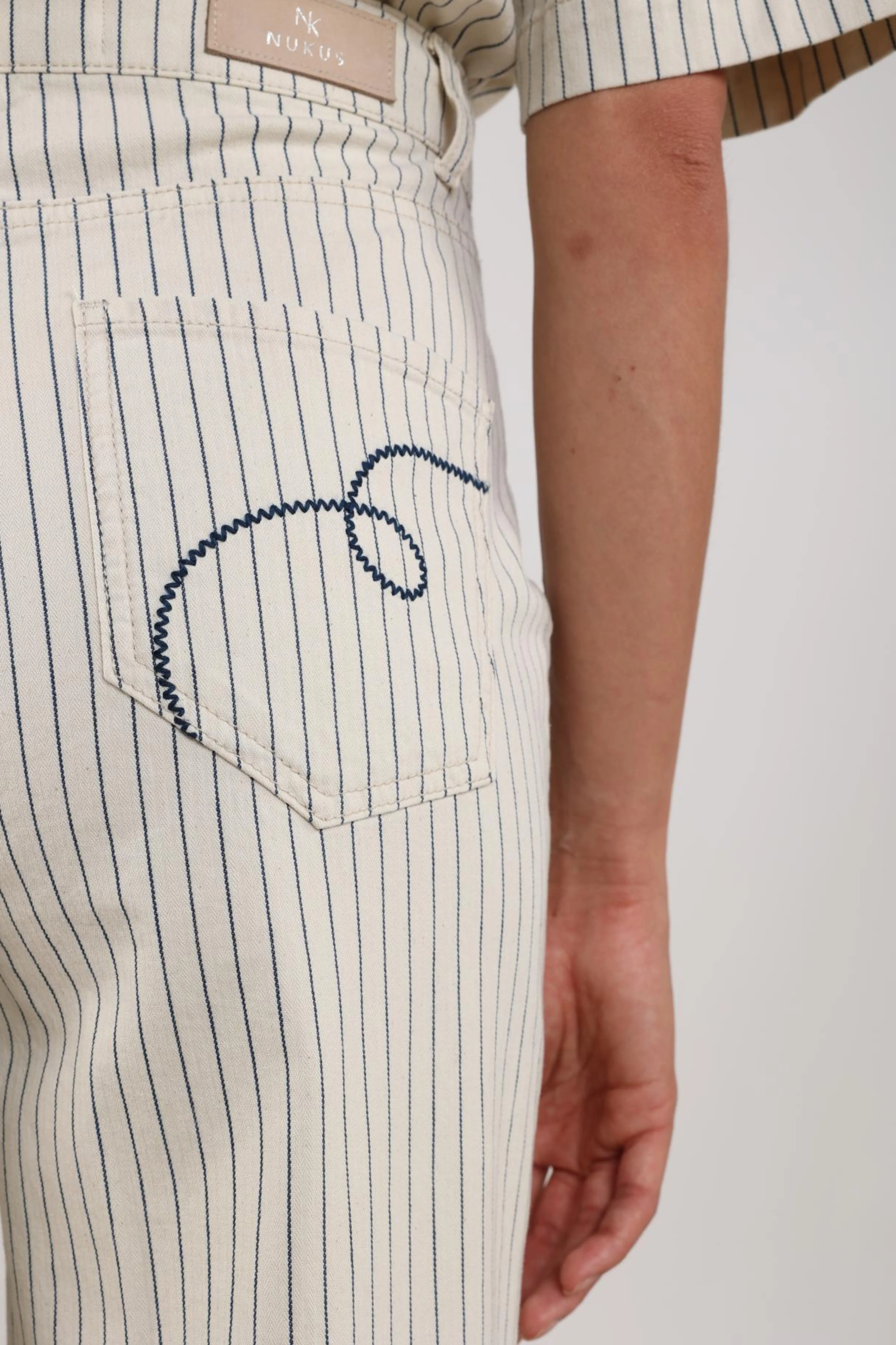 Jeans Senna Stripe Offwhite Navy NKS09065 - Image 8