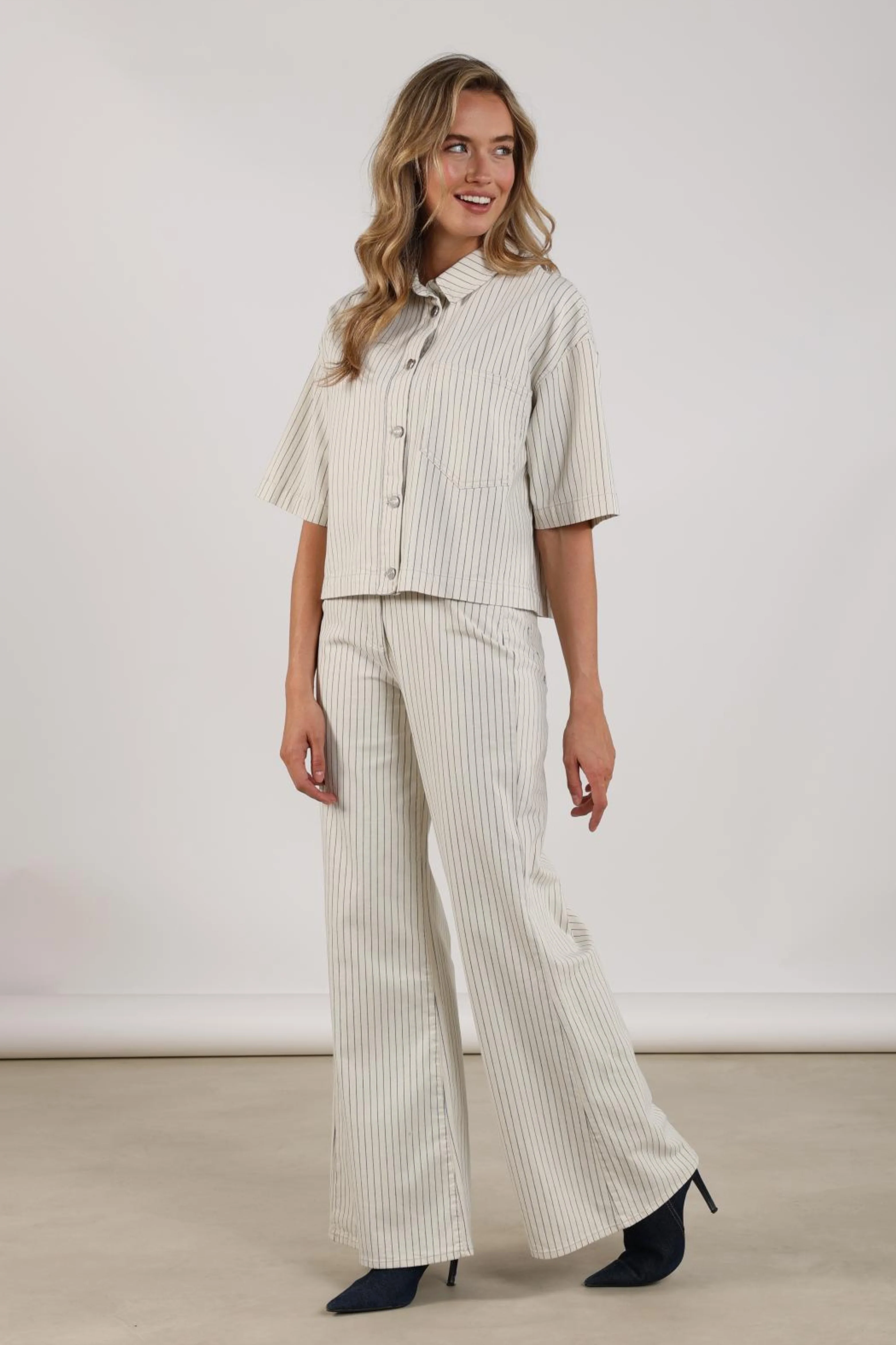 Jeans Senna Stripe Offwhite Navy NKS09065 - Image 9