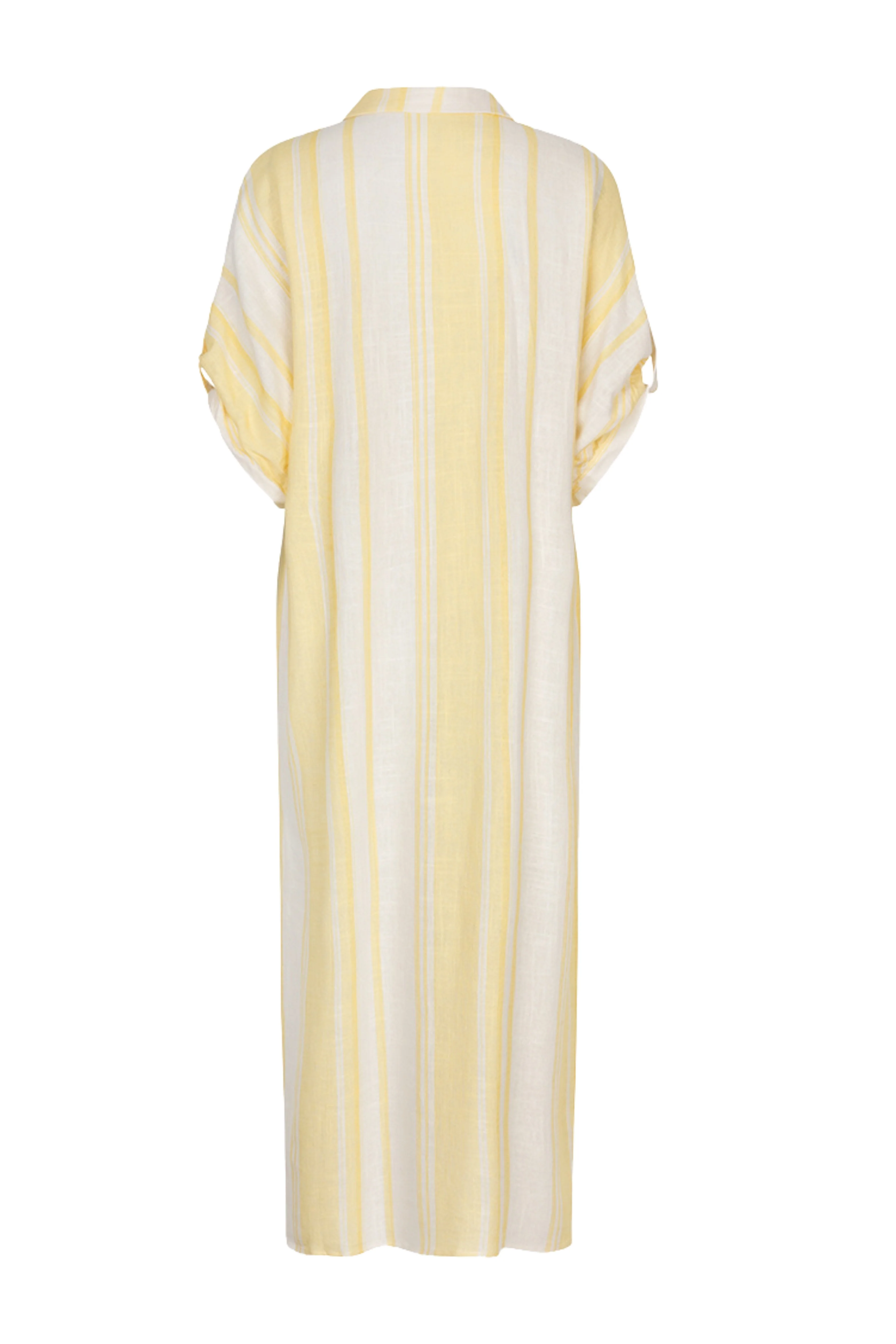 Jurk Long Striped Linen Offwhite Lemon HS26.28215 - Image 4