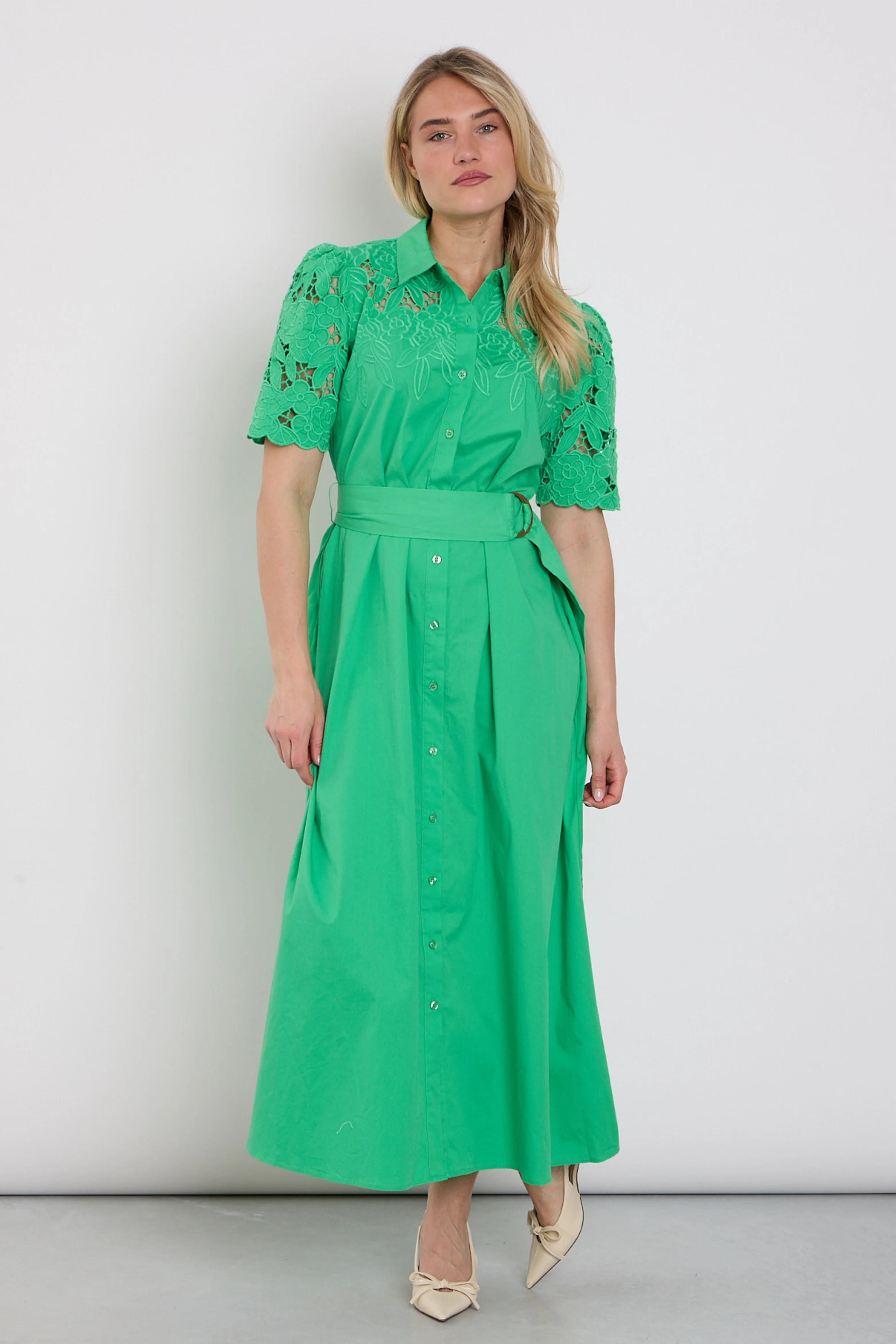 Jurk Maxi Met Design & Borduursel Island Green C734L