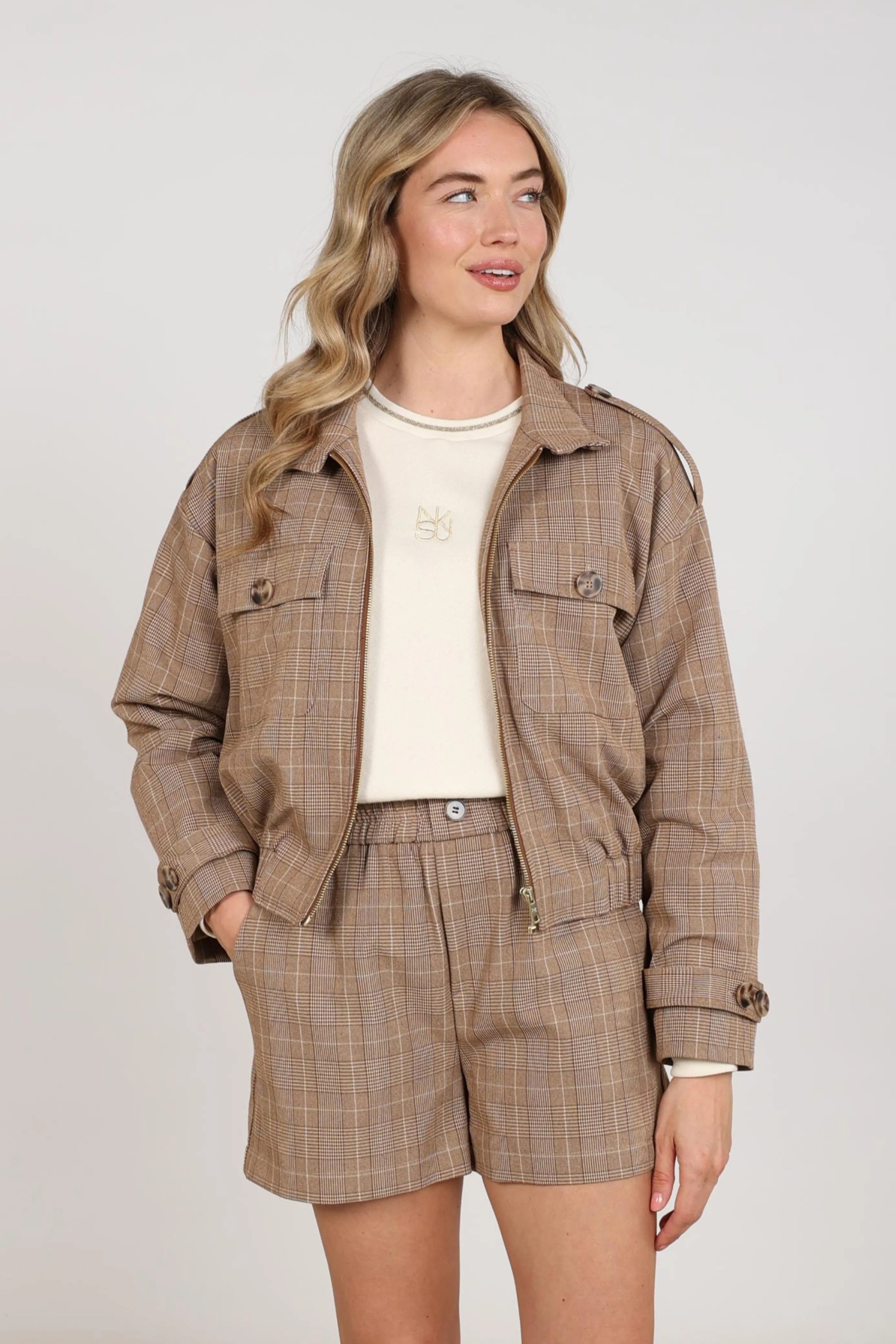 Jacket Hope Check Toffee NKF13111 - Image 7