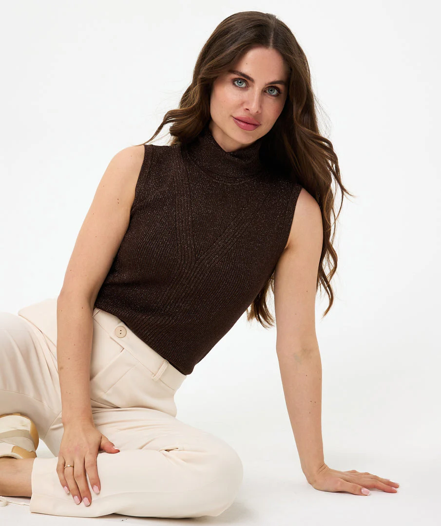 Top slv/lss col lurex Chocolate F24.31500 - Image 4