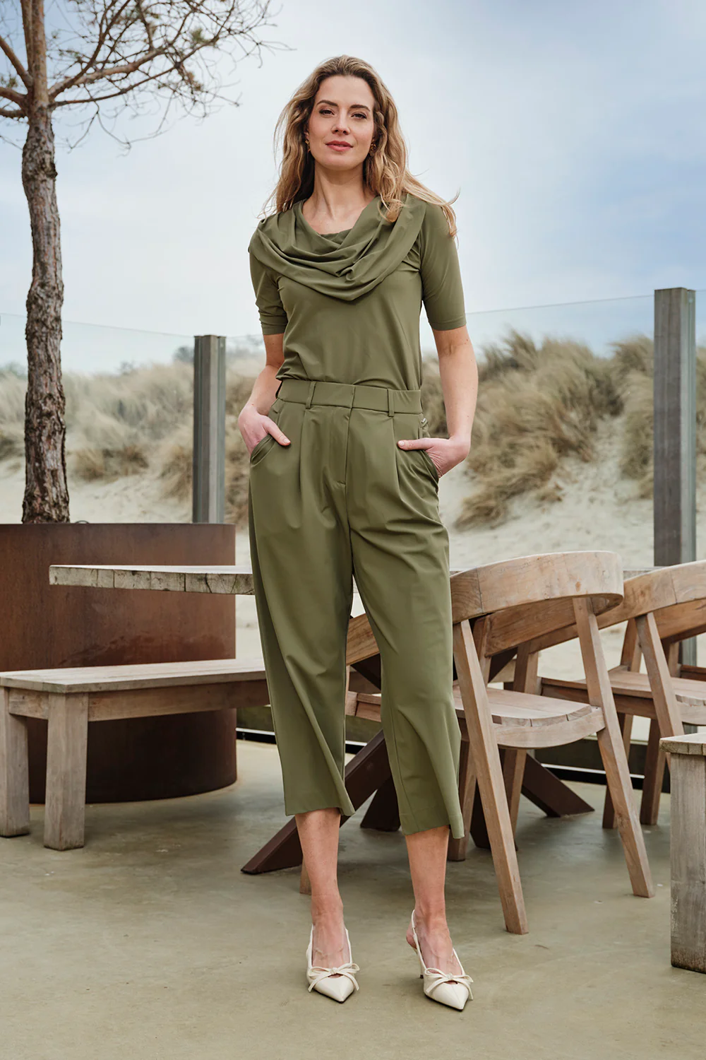 Travel Culotte Pleated Olive 202818 - Image 5