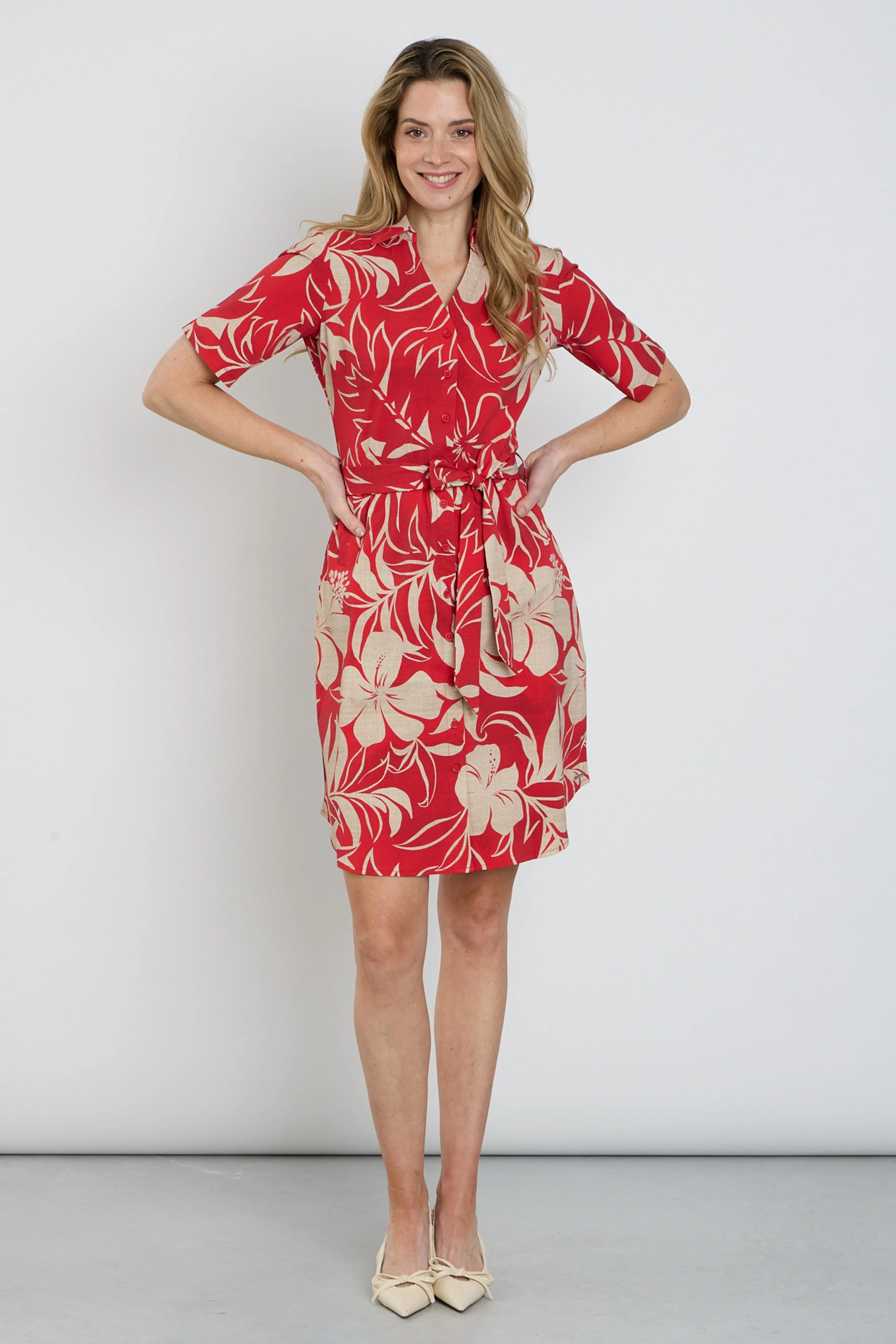 Travel Jurk Tropical Hibiscus Print Red 202807 - Image 2