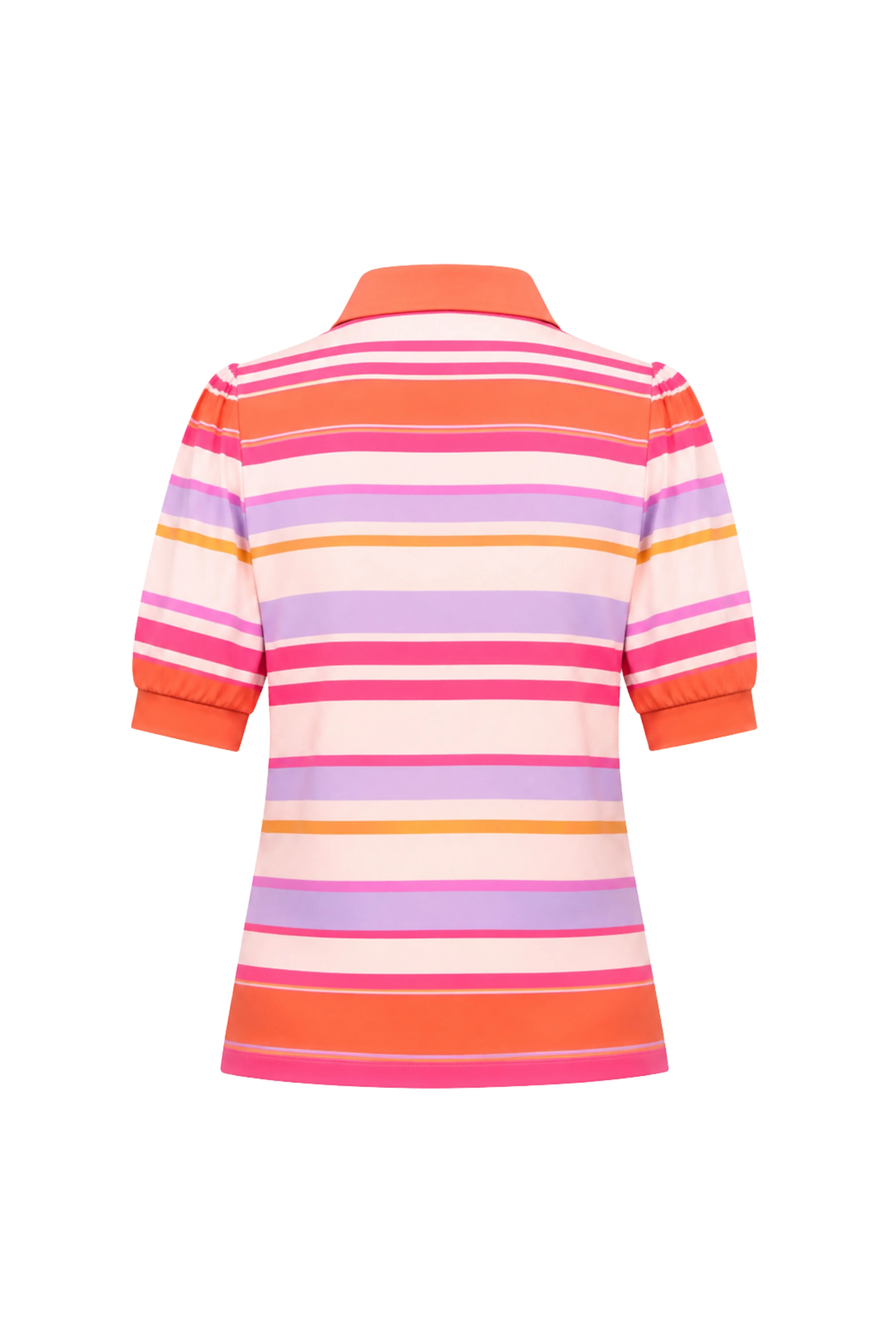 Travel Top Polo Summer Stripe Print Coral 202853 - Image 3