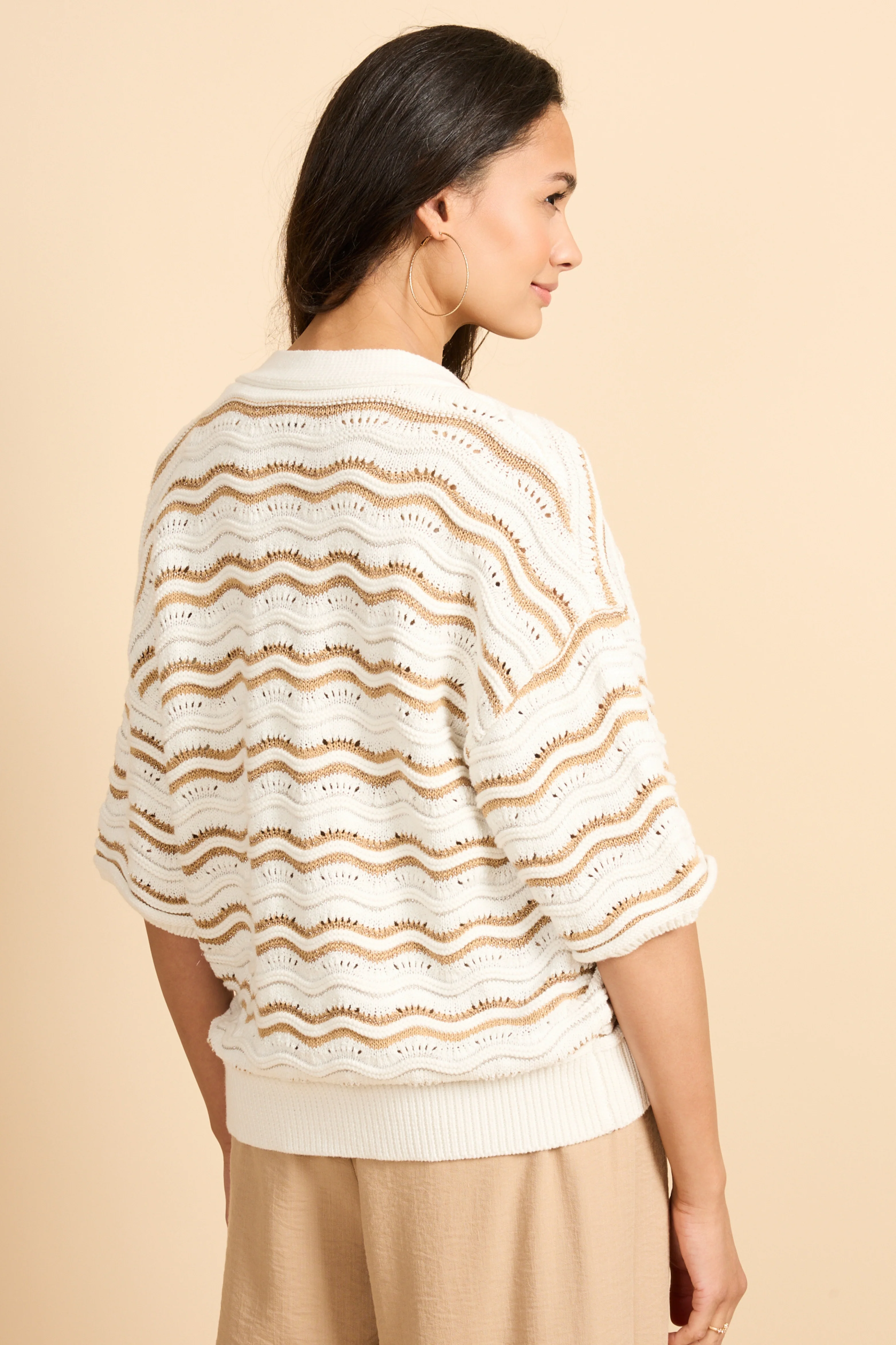 Vest Helmi Knitting Wool White Kint Camel - Image 4